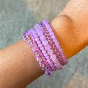 Elegant Lavender Beaded Bracelet Set